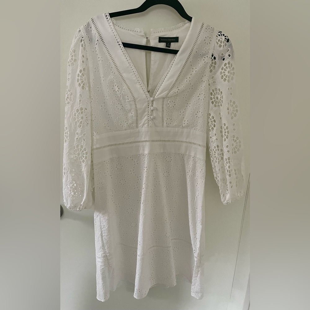 NWT White Eyelet Knee Length Dress